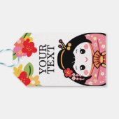 Japanse Kawaii kokeshi Cadeaulabel (Achterkant Horizontaal)