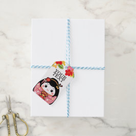 Japanse Kawaii kokeshi Cadeaulabel