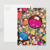 Japanse Kawaii Kokeshi Dolls Briefkaart (Voorkant / Achterkant)