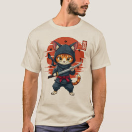Japanse Kawaii Ninja kat, Ninja kat met een zwaard T-shirt