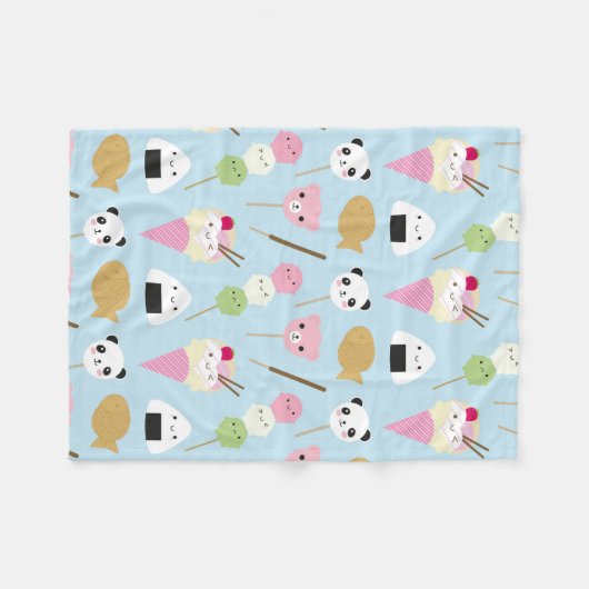 Japanse Kawaii Snacks Fleece Deken (Voorkant (Horizontaal))