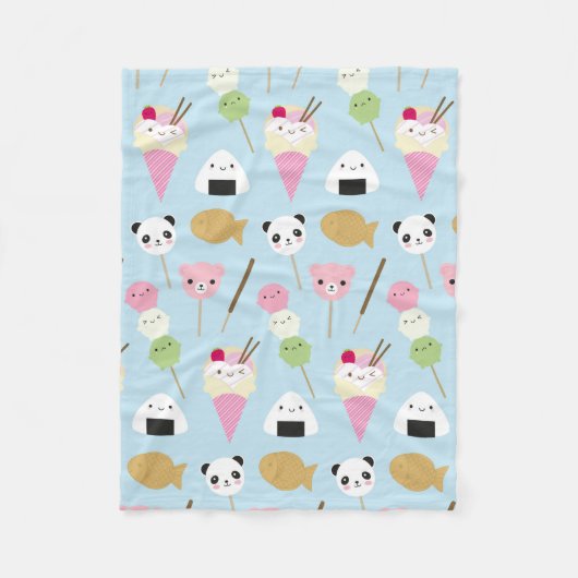 Japanse Kawaii Snacks Fleece Deken (Voorkant)