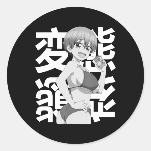 Japanse Kawaii Summer Anime Lewd Waifu Summer Ronde Sticker (Voorkant)