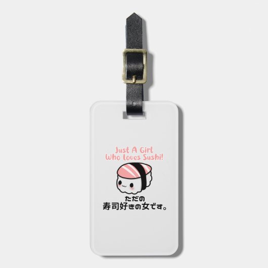 Japanse Kawaii Sushi Roze Reizen Bagagelabel (Voorkant verticaal)