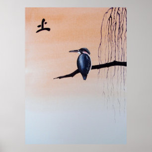 Japanse Kawasemi Kingfisher Feng Shui Earth Poster
