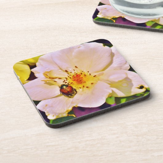 Japanse keet op witte roze bier onderzetter (Linkerzijde)