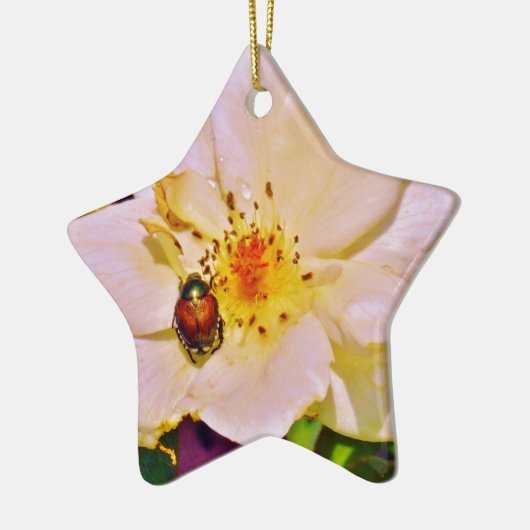 Japanse keet op witte roze keramisch ornament (Links)