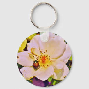 Japanse keet op witte roze sleutelhanger