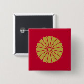 Japanse keizer, Japanse vlag Vierkante Button 5,1 Cm (Voorkant /achterkant)