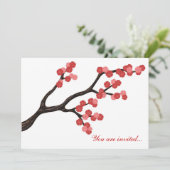 Japanse kersebloesemtak ontwerp in roze. kaart (Staand voorkant)