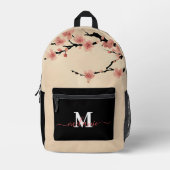 Japanse Kersenbloesem Aangepaste Naam Monogram Bedrukte Rugzak (Voorkant)