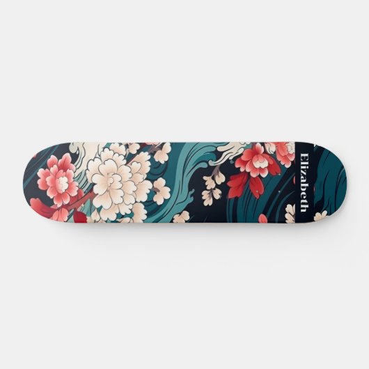 Japanse Kersenbloesem Art Aangepaste naam Persoonlijk Skateboard (Horizontaal)