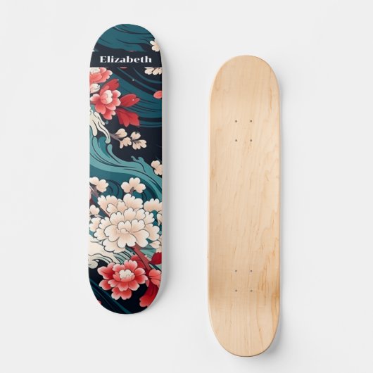 Japanse Kersenbloesem Art Aangepaste naam Persoonlijk Skateboard (Voorkant)