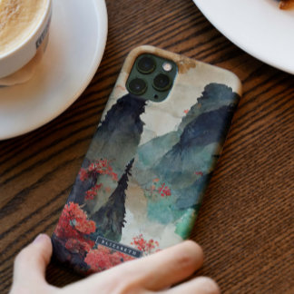 Japanse Kersenbloesem Berg Bos Monogram Case-Mate iPhone 14 Hoesje