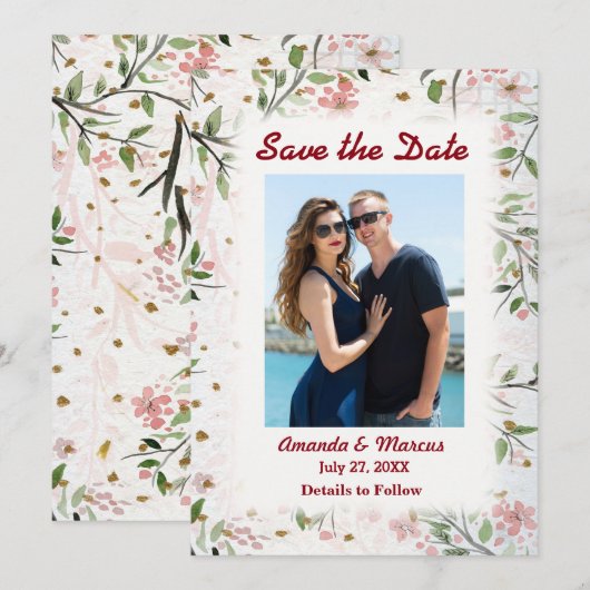 Japanse Kersenbloesem Bloemen Save the Date (Voorkant / Achterkant)