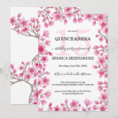 Japanse kersenbloesem Bloemengrens Quinceañera Kaart (Voorkant / Achterkant)