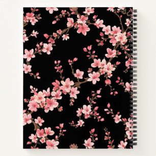 Japanse Kersenbloesem Bloemige Roze Zwart Notitieboek