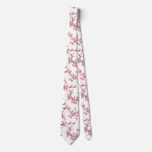 Japanse Kersenbloesem Blush Roze Blau bruidsjonker Stropdas