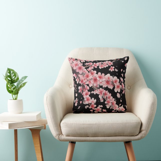 Japanse Kersenbloesem Blush Roze wit Kussen (Stoel)