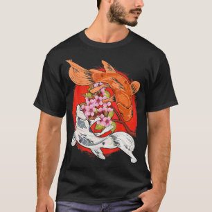 Japanse Kersenbloesem Boom Koi Vis Yin Yang Mannen T-shirt