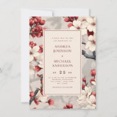  Japanse kersenbloesem Bourgogne bruiloft Kaart (Voorkant)