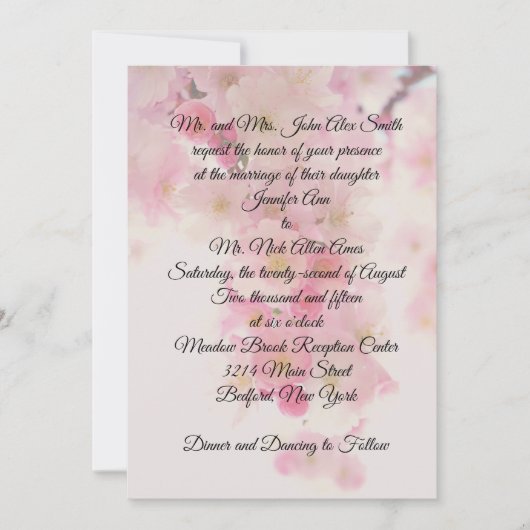 Japanse Kersenbloesem Bruiloft Kaart (Voorkant)