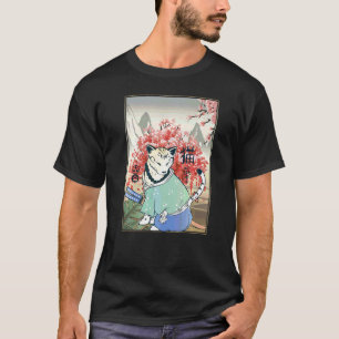 Japanse Kersenbloesem Cute Oude Japanse Kat T-shirt