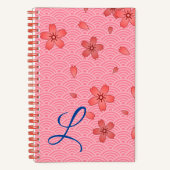 Japanse kersenbloesem en golfpatroon notitieboek (Voorkant)