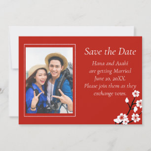 Japanse Kersenbloesem Huwelijk Save The Date Kaart