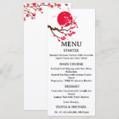 Japanse kersenbloesem huwelijksmenu menu (Voorkant / Achterkant)