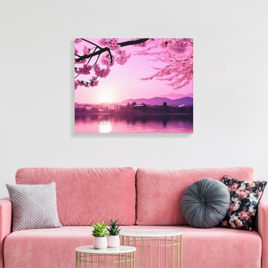 Japanse Kersenbloesem Landschap Sereniteit Canvas Afdruk (Insitu (Woonkamer))