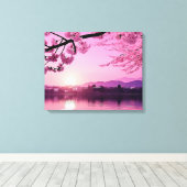 Japanse Kersenbloesem Landschap Sereniteit Canvas Afdruk (Insitu (Houten vloer))