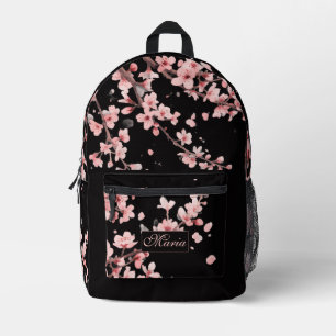 Japanse Kersenbloesem monogram Blush Roze zwart Bedrukte Rugzak