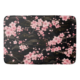 Japanse Kersenbloesem monogram Roze Zwart Badmat