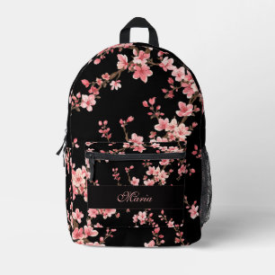 Japanse Kersenbloesem monogram Roze Zwart Bedrukte Rugzak