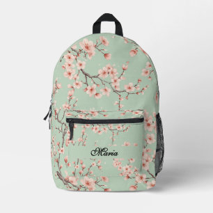 Japanse Kersenbloesem monogram saliegroen roze Bedrukte Rugzak