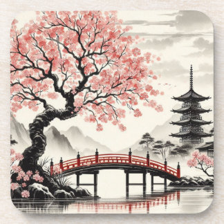 Japanse Kersenbloesem Pagode Brug Tin Kaars Bier Onderzetter