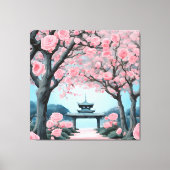 Japanse Kersenbloesem Pagode Canvas Afdruk (Voorkant)