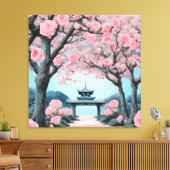 Japanse Kersenbloesem Pagode Canvas Afdruk (Insitu (Woonkamer))