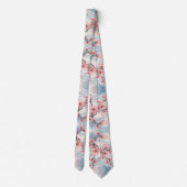 Japanse Kersenbloesem Roze Blauw Stropdas (Achterkant)