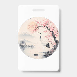 Japanse Kersenbloesem Sakura en Kraan Esthetiek Badge