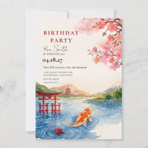 Japanse Kersenbloesem Sakura Verjaardagsuitnodigin Kaart