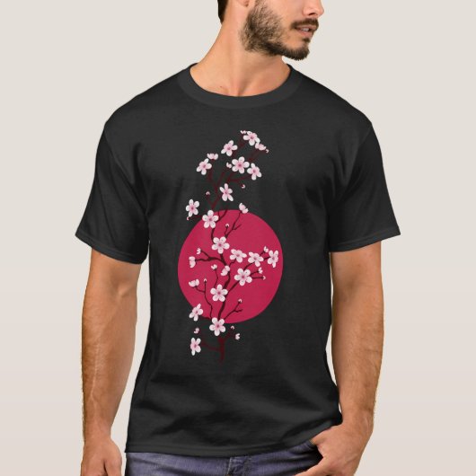 Japanse Kersenbloesem Zonsondergang T-shirt (Voorkant)