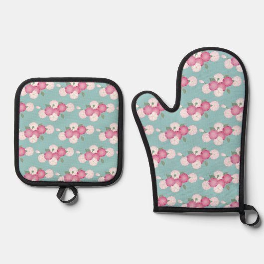 Japanse Kersenbloesems Ovenwant & Pannenlap Set (Voorkant)