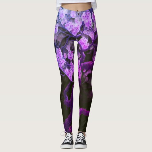 Japanse Kersenbloesems Paar Aangepaste Moderne Leggings (Voorkant)