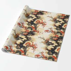 Japanse Kersenbloesemwaaierpatroon (3) Cadeaupapier