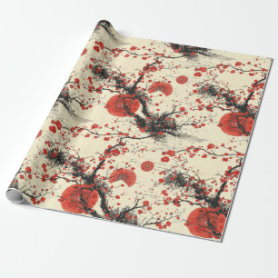 Japanse Kersenbloesemwaaierpatroon (4) Cadeaupapier