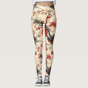 Japanse Kersenbloesemwaaierpatroon (4) Leggings
