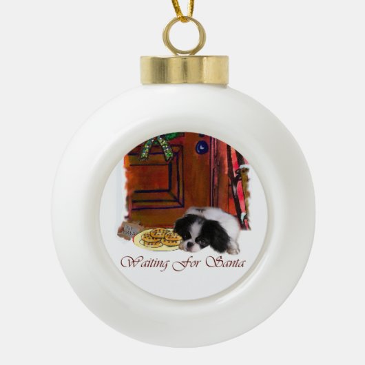 Japanse kerstcadeautjes met Chin Keramische Bal Ornament (Voorkant)