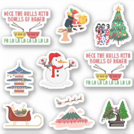 Japanse kerstplakboekstickers sticker (Voorkant)